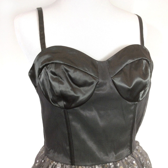 π¦ASOS Silver Bustier Sequins Party Dress Small - Picture 2 of 7